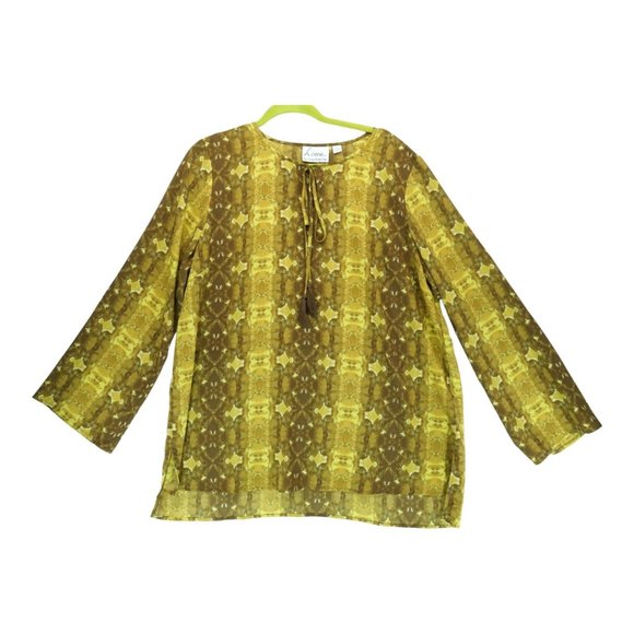 Linea by Louis Dell'Olio Tie Dye Printed‎ Blouse Size XL Gold - Picture 1 of 5